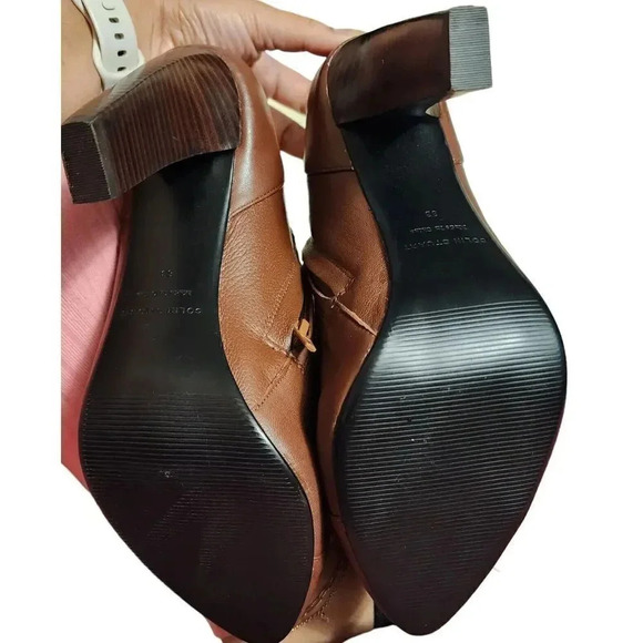 New Colin Stuart Women's Brown Leather Side Zip Ankle Block Heel Booties Size 8B - Picture 3 of 11